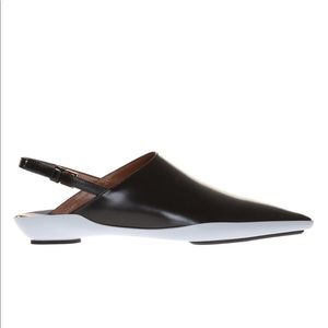 Marni Slingback Leather Flat Pointed Toe Shoes
